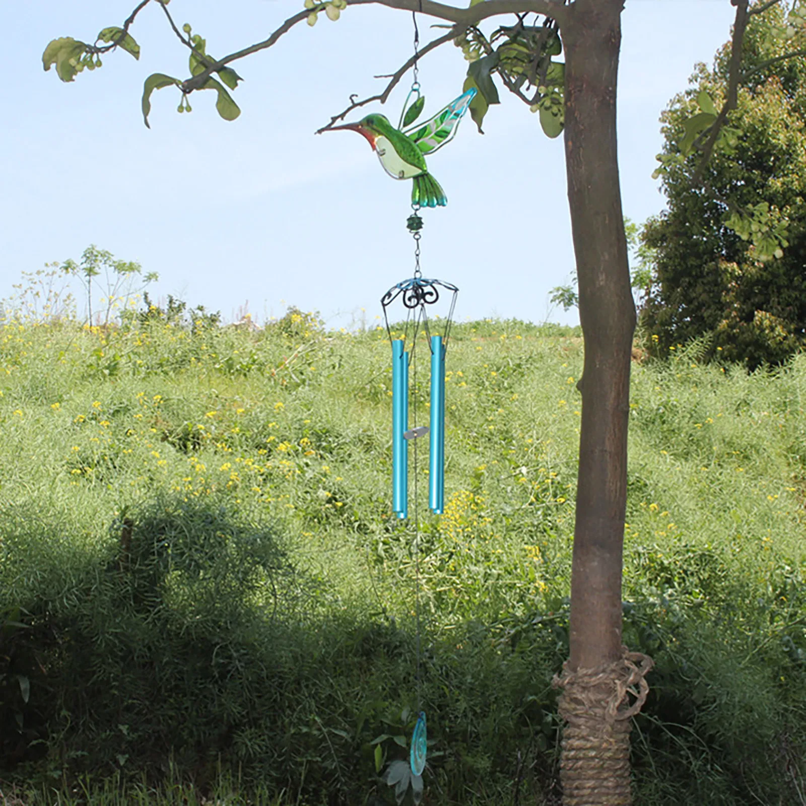 Садовые колокольчики Колибри Из алюминиевого стекла с Кристалломромантический Улавливатель ветра для соседей Изображение 1