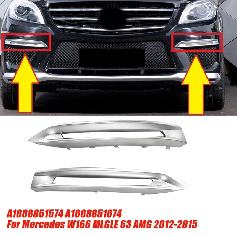 Накладка Противотуманной Фары Левого Переднего Бампера A1668851574 Для Mercedes W166 ML/GLE 63 AMG 2012-2015 DRL Лампы Замена Хромированной Рамки Изображение 1