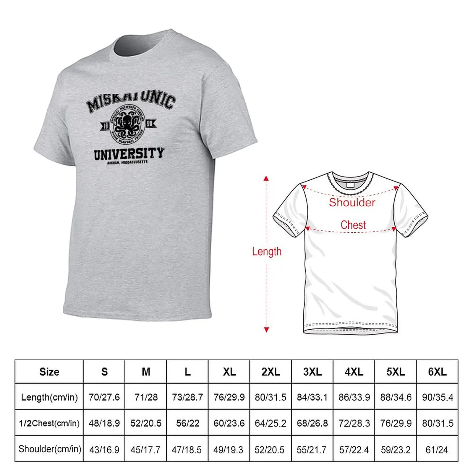 Новая футболка Мискатоникского университета (черный принт), рубашка с животным принтом для мальчиков, забавные футболки, одежда kawaii, летний топ, мужская футболка Изображение 1