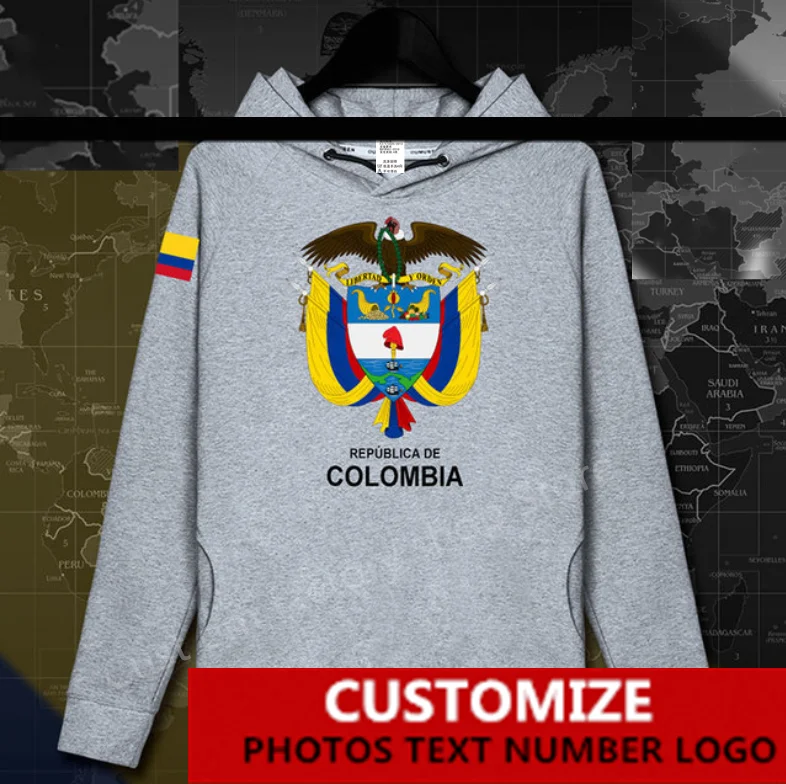 Толстовка с капюшоном с флагом Колумбии Columbian COL CO, бесплатная изготовленная на заказ джерси, фанаты, сделай САМ, Имя, номер, логотип, Толстовки, Мужская И женская Свободная повседневная толстовка Изображение 2