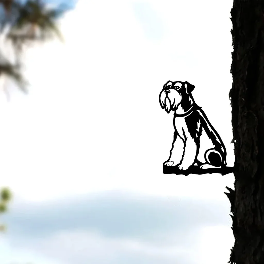 Бородатая собака на ветке дерева, настенный декор, виниловая наклейка, графическое украшение забора из ствола, кол для декора вечеринки в саду Изображение 2