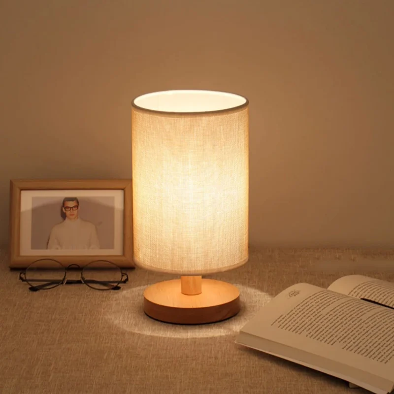 Льняная настольная лампа с питанием от USB, современная настольная лампа в скандинавском стиле, ночник, прикроватная лампа для спальни, украшения гостиной Изображение 2
