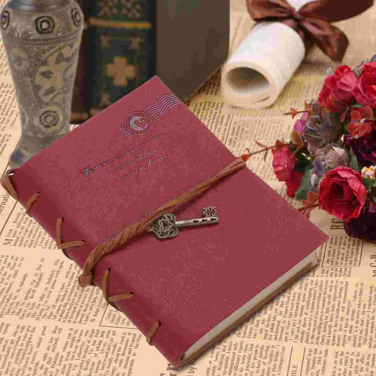 Винтажный бумажный блокнот Foxnovo с полиуретановой обложкой для журнала путешествий, дневника для зарисовок, красный (кофейный) Изображение 2
