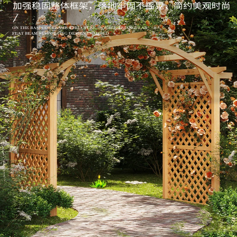 Антикоррозийная деревянная арка, цветочная рама, каркас из вьющейся лозы, вилла, виноградная рама из массива дерева, внутренний двор, наружная арочная дверь Изображение 2