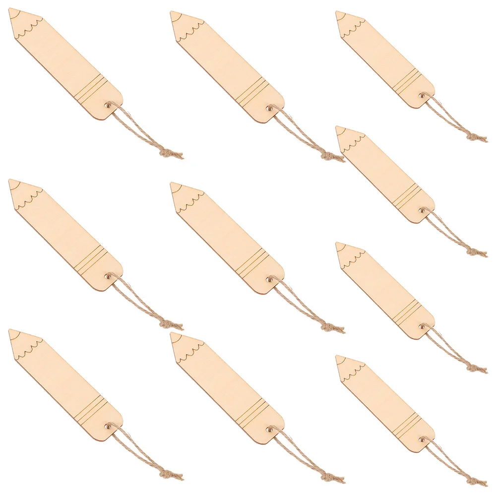 Деревянные формы для поделок Незаконченные карандашные закладки Поделки из дерева своими руками Пустая закладка в форме карандаша, выдолбленная веревочная этикетка Изображение 2