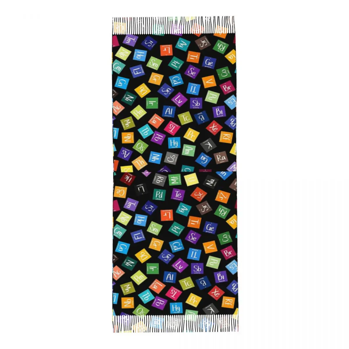 Радужный шарф с периодической таблицей Менделеева для женщин, осенне-зимняя шаль, обертывание, элементы научной химии, длинный шарф-шаль, легкий вес Изображение 2