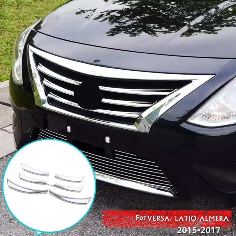 Накладка на Бампер Передней Сетчатой Решетки Радиатора Nissan Versa Latio Almera 15-17 Изображение 2