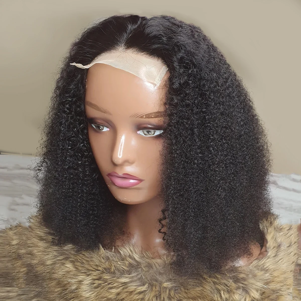Афро кудрявые человеческие волосы HD кружевные парики-боб спереди для чернокожих женщин Изображение 2