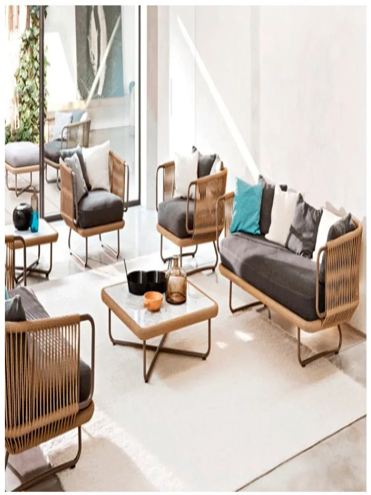 Уличные стулья из ротанга, диваны из тикового дерева, журнальные столики для отелей, кресла для отдыха, садовые цветы Изображение 2