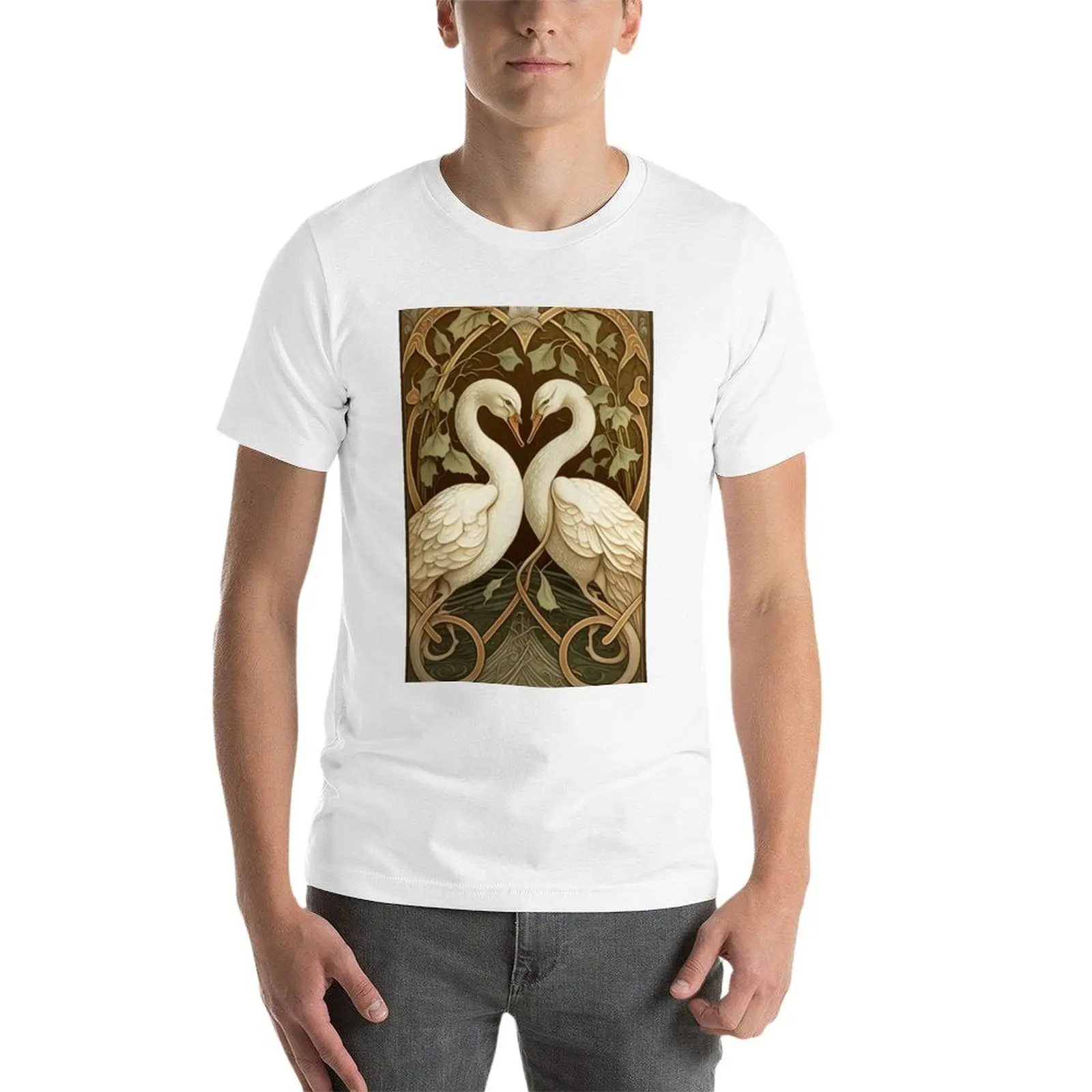 Новая футболка Romantic Swans, футболки на заказ, эстетичная одежда, быстросохнущая футболка, футболки для мальчиков, простые футболки для мужчин Изображение 2