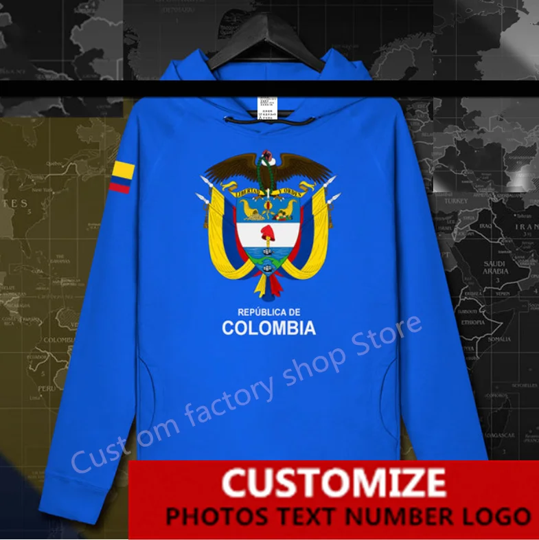 Толстовка с капюшоном с флагом Колумбии Columbian COL CO, бесплатная изготовленная на заказ джерси, фанаты, сделай САМ, Имя, номер, логотип, Толстовки, Мужская И женская Свободная повседневная толстовка Изображение 3