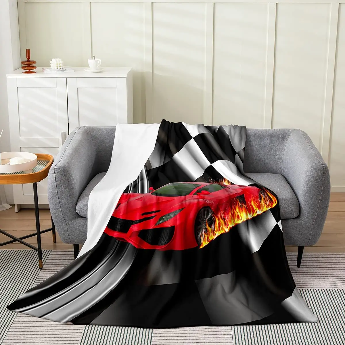 Покрывало на тему автомобилей, гоночный автомобиль, супер мягкий и легкий для кровати, диван, одеяло King Queen в натуральную величину для подарка автолюбителю Изображение 3