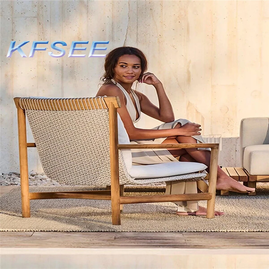 Садовое кресло для отдыха с мебелью из ротанга Kfsee со стороны бассейна Изображение 3