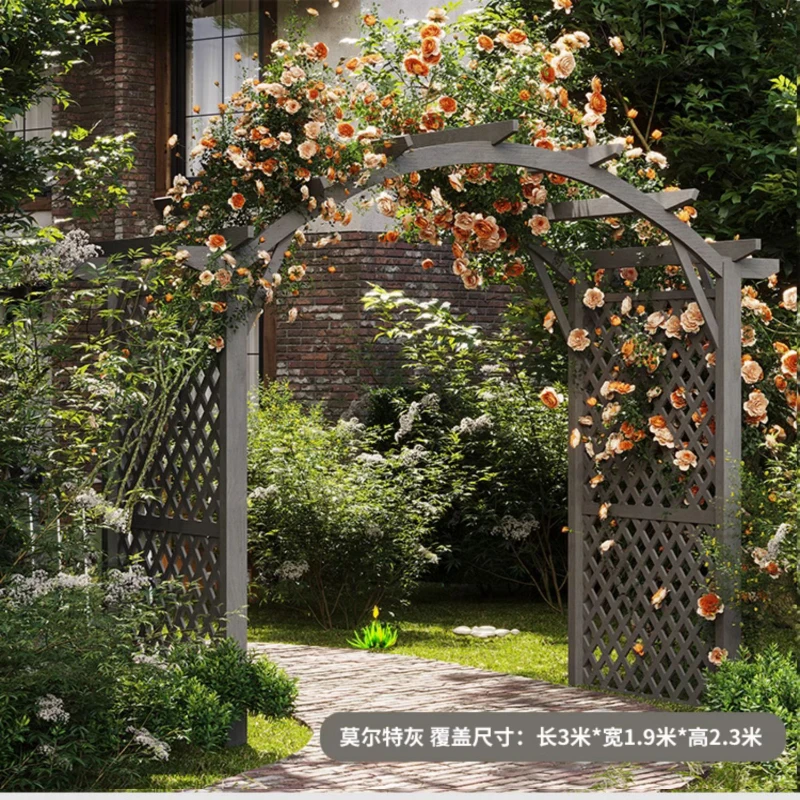 Антикоррозийная деревянная арка, цветочная рама, каркас из вьющейся лозы, вилла, виноградная рама из массива дерева, внутренний двор, наружная арочная дверь Изображение 3