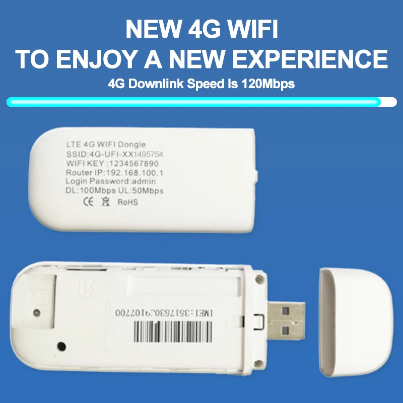 НОВЫЙ беспроводной 4G LTE WiFi 150 Мбит/с USB-ключ-модем, портативный маршрутизатор, мобильный широкополосный адаптер Sim-карты MU-MIMO для домашнего офиса Изображение 3
