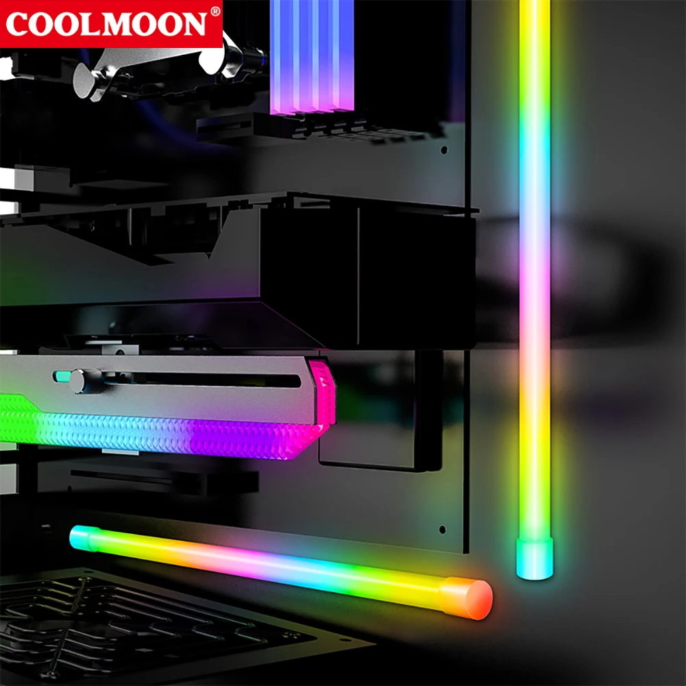 Coolmoon 30 см Rgb Светодиодная Лента Argb Pc Case Led Light Bar 5V 3PINx2 + 4PIN Корпус Настольного компьютера шасси Diy Kleurrijke Sfeer Лампа Изображение 3