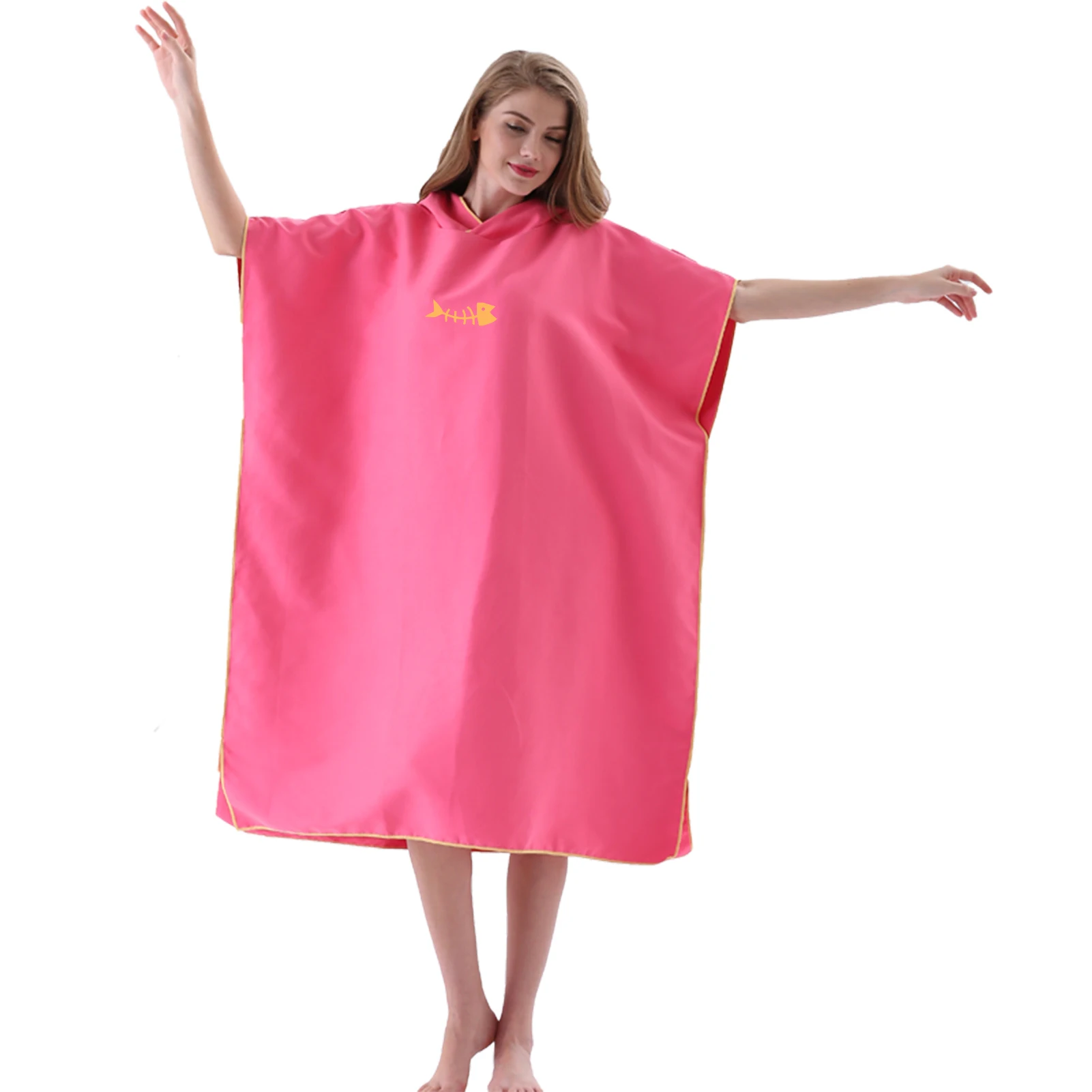 Быстросохнущее полотенце с капюшоном водолазный костюм для взрослых халат Пончо, пляжное одеяло из микрофибры, банное полотенце, впитывающее воду для серфинга, купальное полотенце Изображение 3