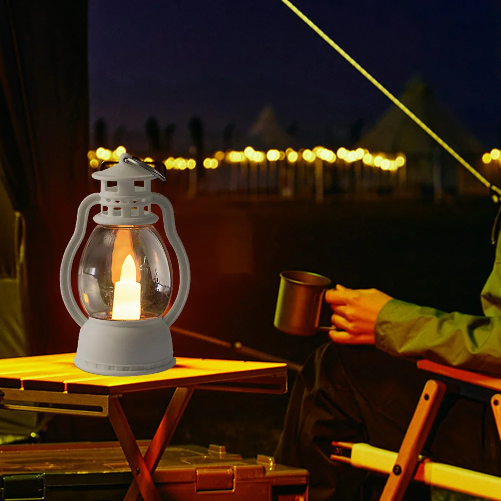 Ретро Электронная свеча, бездымная беспламенная светодиодная электронная масляная лампа, Мини Портативный подвесной фонарь для украшения дня рождения Изображение 3