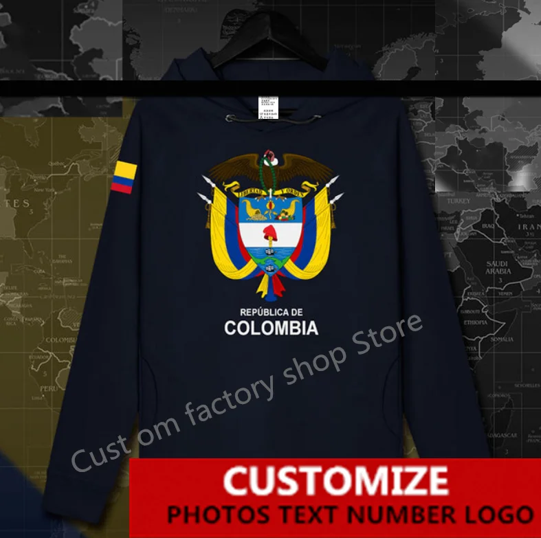 Толстовка с капюшоном с флагом Колумбии Columbian COL CO, бесплатная изготовленная на заказ джерси, фанаты, сделай САМ, Имя, номер, логотип, Толстовки, Мужская И женская Свободная повседневная толстовка Изображение 4