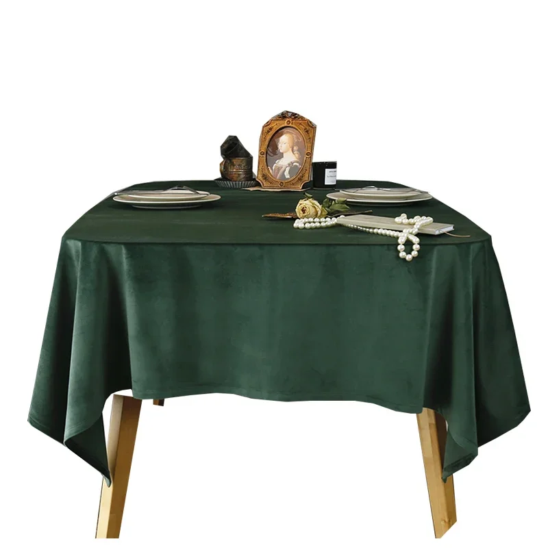 Золотистая бархатная скатерть, обеденный стол, скатерть художественная прямоугольная Изображение 4