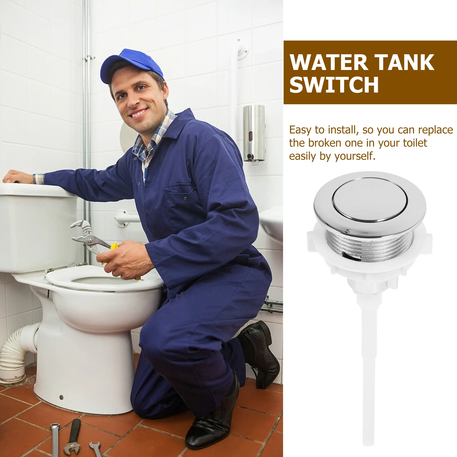 Кнопка смыва унитаза Универсальный бачок для туалетной воды Круглая кнопка Одиночная кнопка унитаза Изображение 4