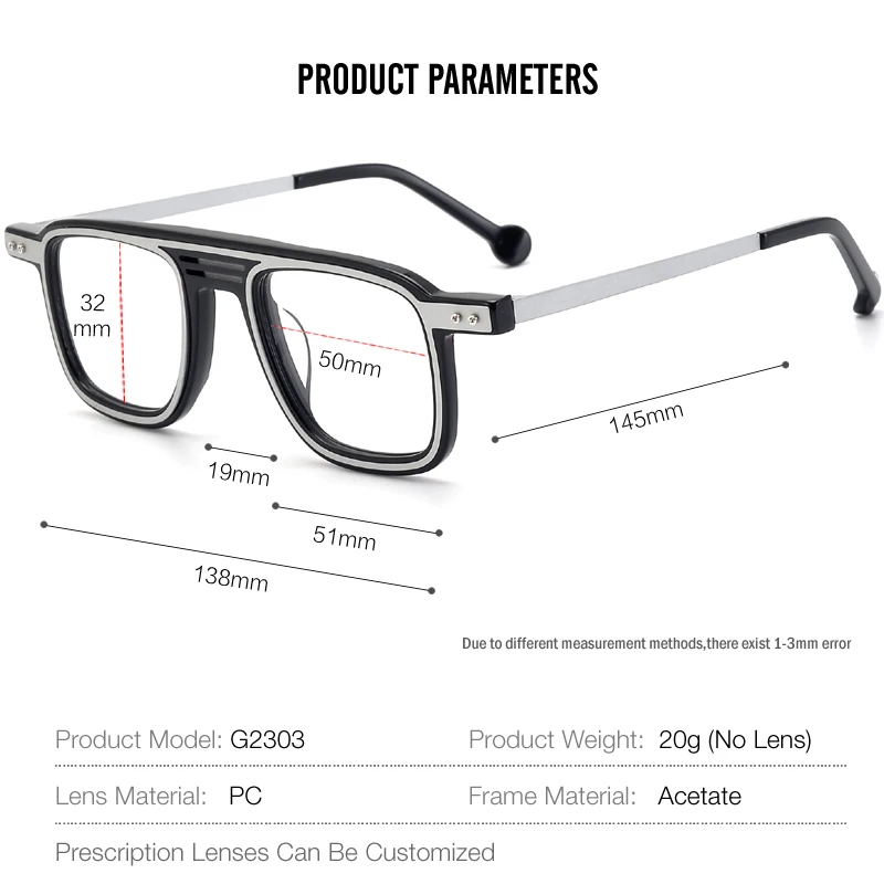 Оправы для очков из ацетата Pilot, мужские Винтажные оптические очки, оправа для пресбиопии, Очки в полной оправе, Высококачественные очки Изображение 4