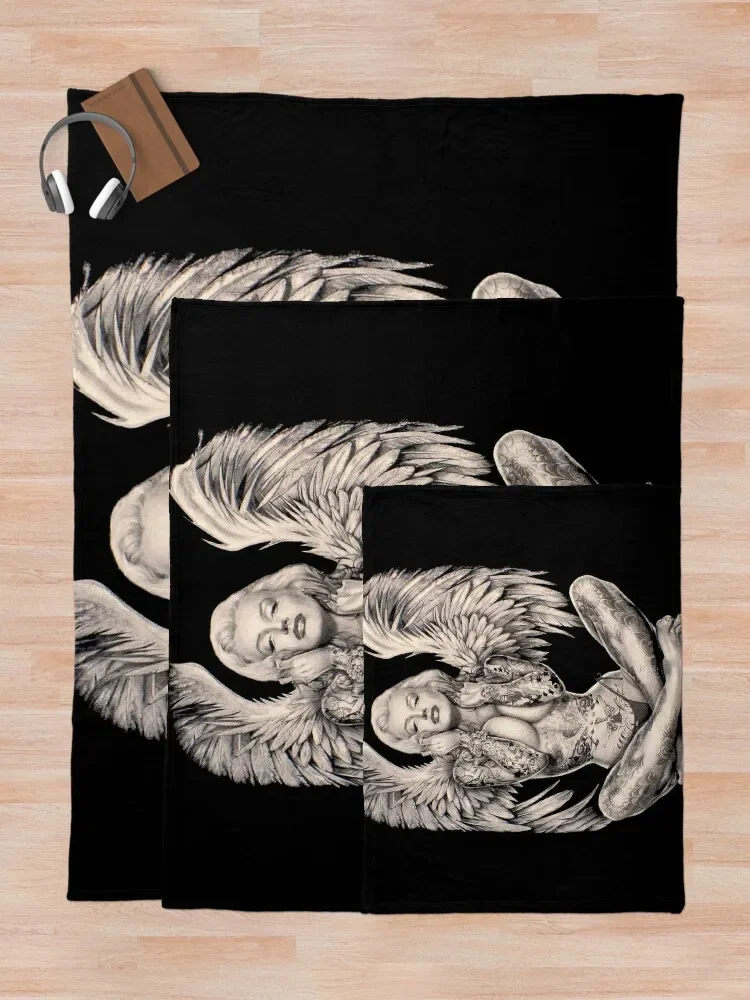 МЭРИЛИН: Винтажное одеяло с абстрактным татуированным ангелом, покрывало для кемпинга на зиму, Винтажное одеяло для декоративного дивана, красивые одеяла Изображение 4