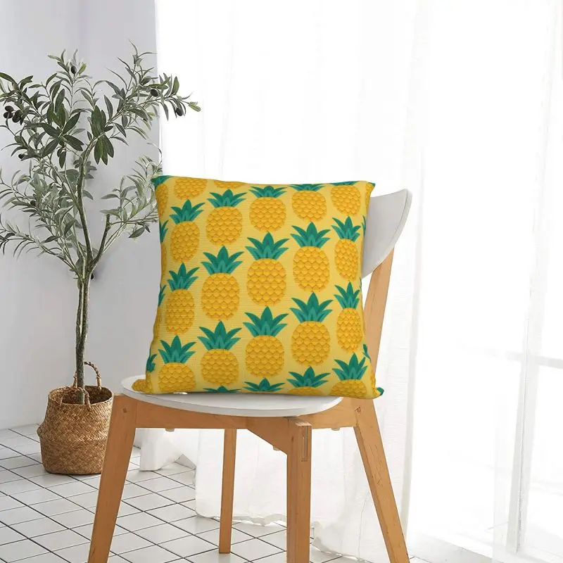 Модная наволочка с рисунком ананаса, домашний декор, изготовленный на заказ квадратный чехол для подушки 45x45 см, наволочка для гостиной Изображение 4