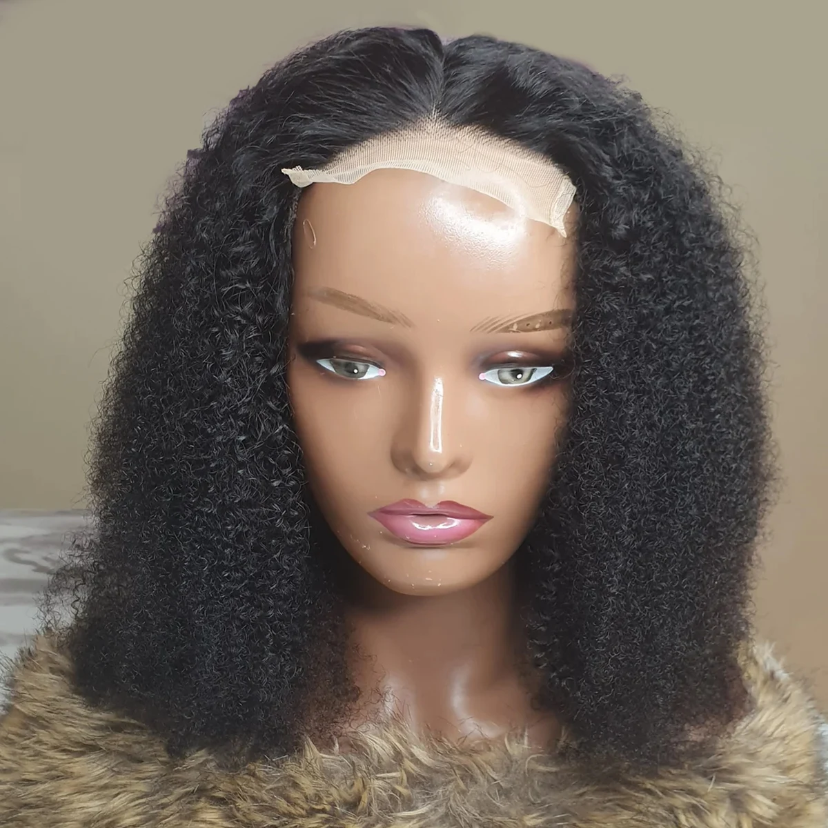 Афро кудрявые человеческие волосы HD кружевные парики-боб спереди для чернокожих женщин Изображение 4