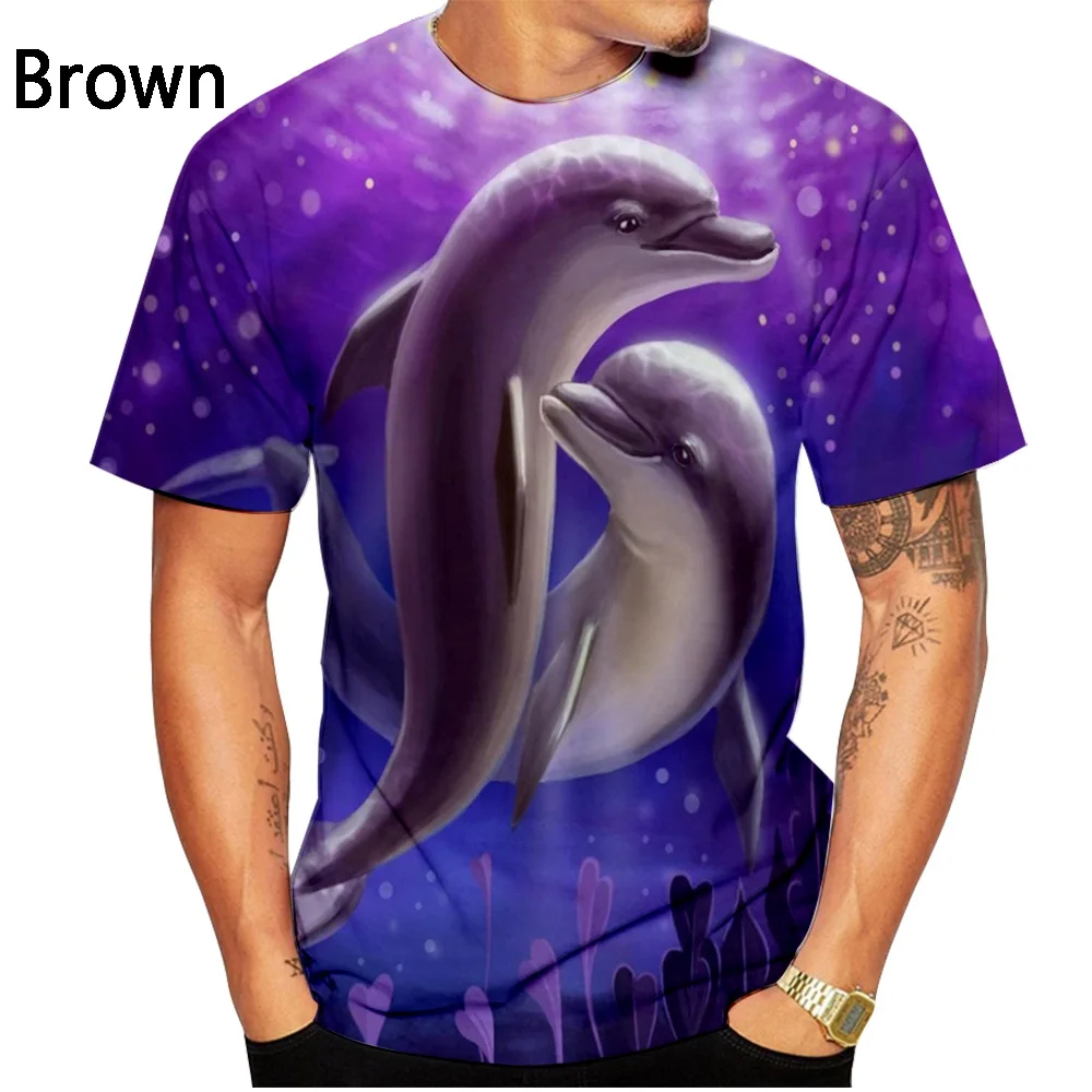 Новая модная футболка с 3D принтом мультяшного дельфина для мужчин/женщин Изображение 4