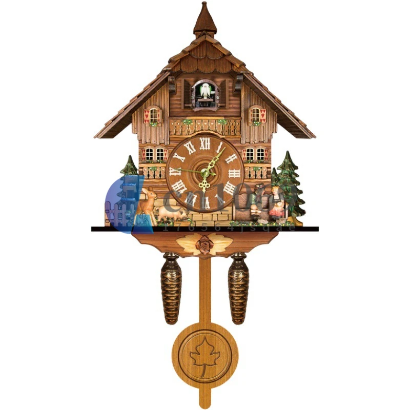 2023 Классические настенные часы с кукушкой, винтажные уникальные деревянные большие декоративные настенные часы, мультяшные настенные часы для гостиной с автоматическим поворотом Изображение 4