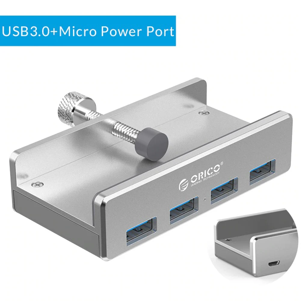 Металлический зажим для задней панели корпуса ORICO MH4PU-P USB3.0 с 4 портами концентратора для ноутбука Изображение 4