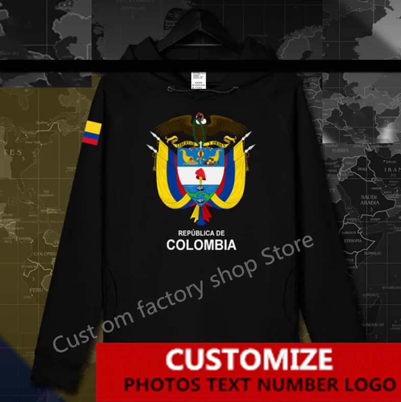 Толстовка с капюшоном с флагом Колумбии Columbian COL CO, бесплатная изготовленная на заказ джерси, фанаты, сделай САМ, Имя, номер, логотип, Толстовки, Мужская И женская Свободная повседневная толстовка Изображение 5