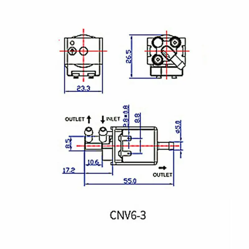 DC12V 2-позиционный 3-ходовой мини-электрический электромагнитный клапан N/C с нормально закрытым микрорегулированием расхода воздуха и воды Электрический клапан Изображение 5