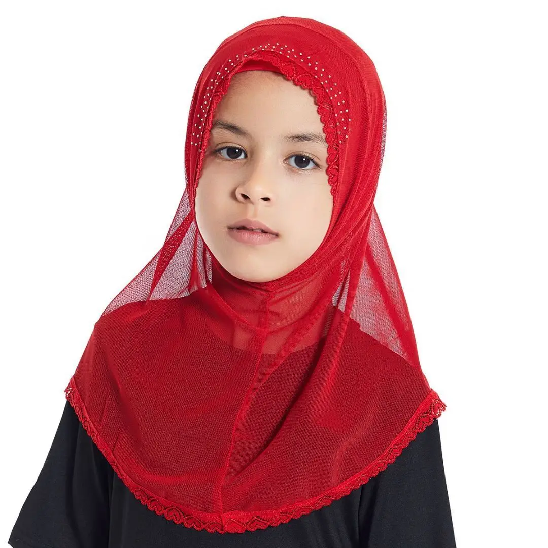 Мода Мусульманские Девушки Тюрбан Арабское Кружево Горячее Сверление Марлевая Шаль Легкий Дышащий Исламский Хиджаб Изображение 5