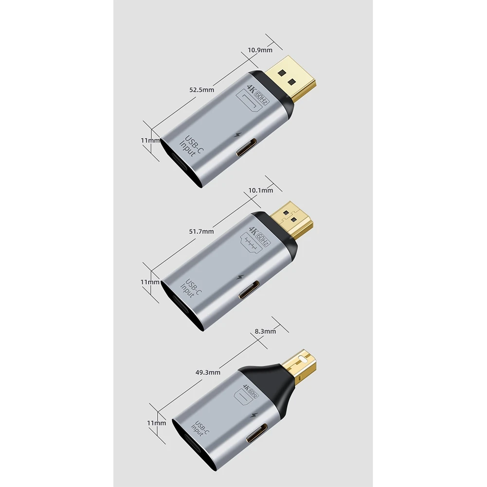 Адаптер USB C Type-C Женский к HDMI-совместимому адаптеру DP miniDP с разъемом для видео высокой четкости 4K при 60 Гц (интерфейс, совместимый с MINI DP) Изображение 5