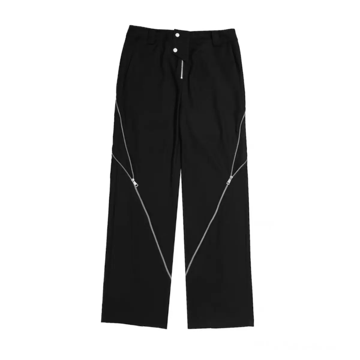 Американский модный бренд, женские черные брюки с разрезом на молнии, слегка расклешенные брюки с вертикальным ощущением прямых повседневных брюк в стиле ретро Изображение 5