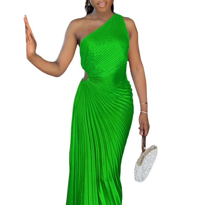 Африканские вечерние платья для женщин, элегантные летние Африканские платья без рукавов из полиэстера, Оранжевое Черное Розовое плиссированное длинное платье, платье Макси Изображение 5