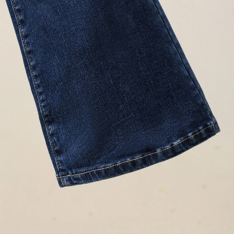 Осенние стрейчевые расклешенные джинсы, женские джинсовые брюки с высокой талией, женские эластичные брюки на двойных пуговицах Mujer 4XL Изображение 5