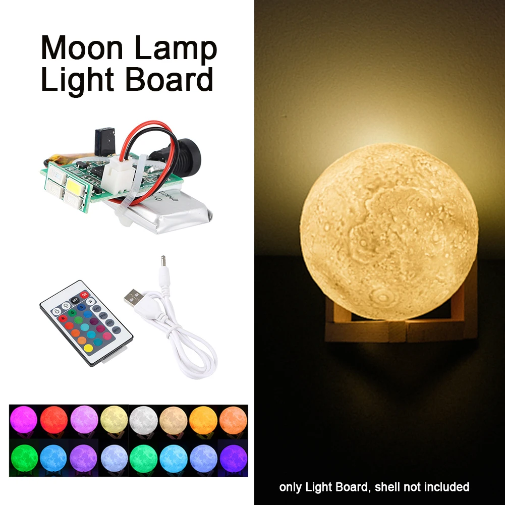 16 Цветов С Регулируемой Яркостью 1 Вт С Батарейным Источником Света LED Moon Lamp Board 3D Части принтера Пульт Дистанционного Управления Сенсорный Датчик Высокой Яркости Изображение 5
