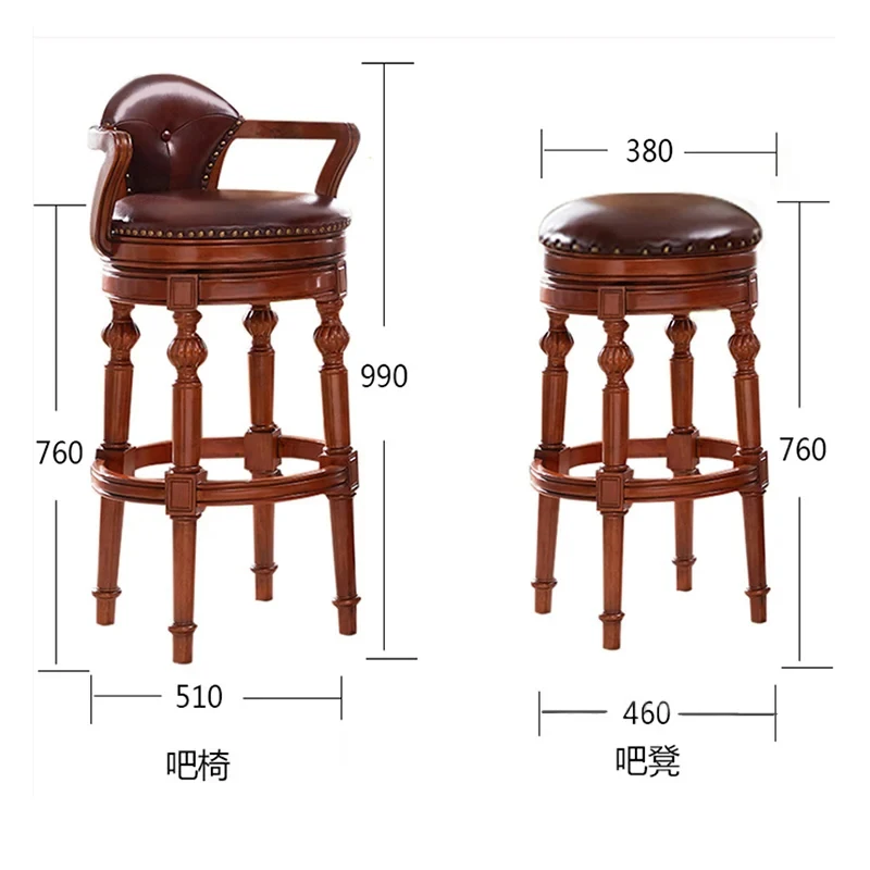 Скандинавские барные стулья из массива дерева, изготовленная на заказ барная подсветка, Роскошная Домашняя мебель, высокий стул для ресторана, Минималистичный барный стул со спинкой в стиле ретро Изображение 5