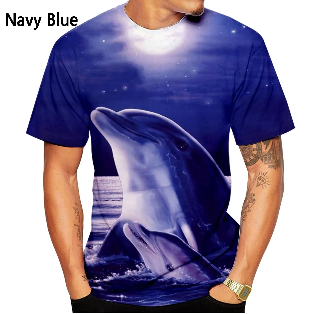 Новая модная футболка с 3D принтом мультяшного дельфина для мужчин/женщин Изображение 5