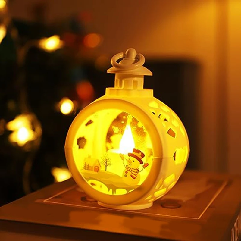 Рождественский фонарь со светодиодными беспламенными свечами Vintage Gold Candle Lantern-работает от аккумулятора Изображение 5