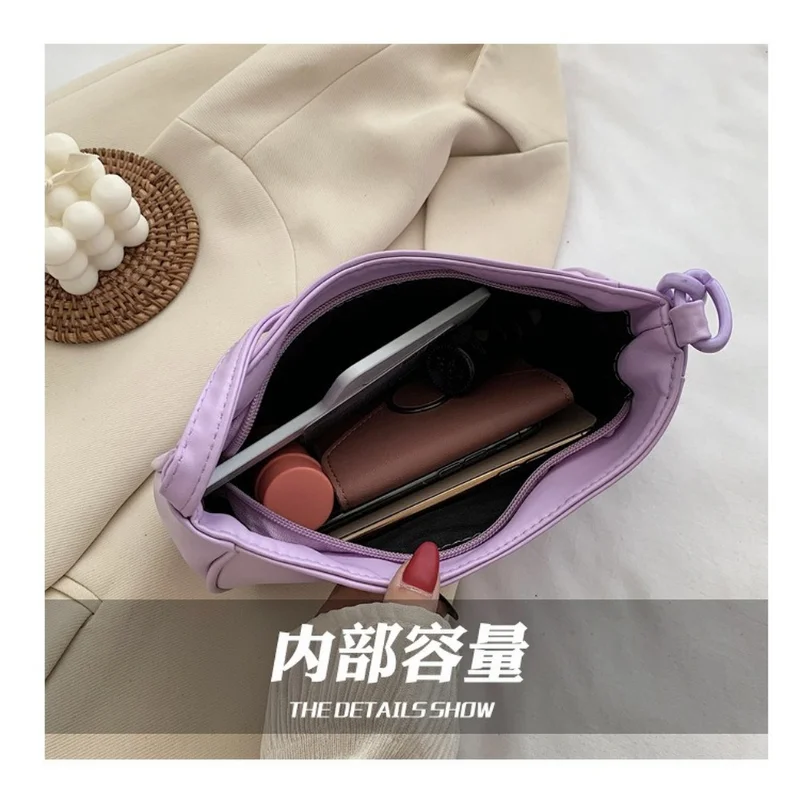 Female Leather Solid Color Chain Handbag Retro Casual Women Totes Shoulder Bags Fashion Shopping Bag сумка женская тренд Изображение 5