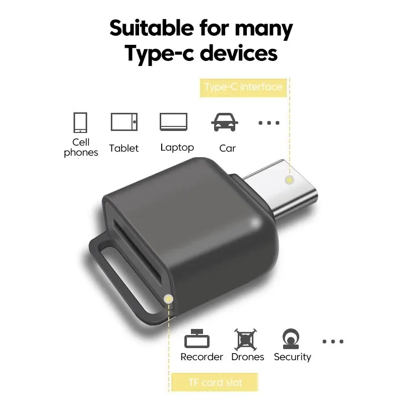 Высокоскоростной адаптер USB-кард-ридера Type-C для TF-карт памяти Smart Cardreader для аксессуаров для ноутбуков Apple Samsung Изображение 5